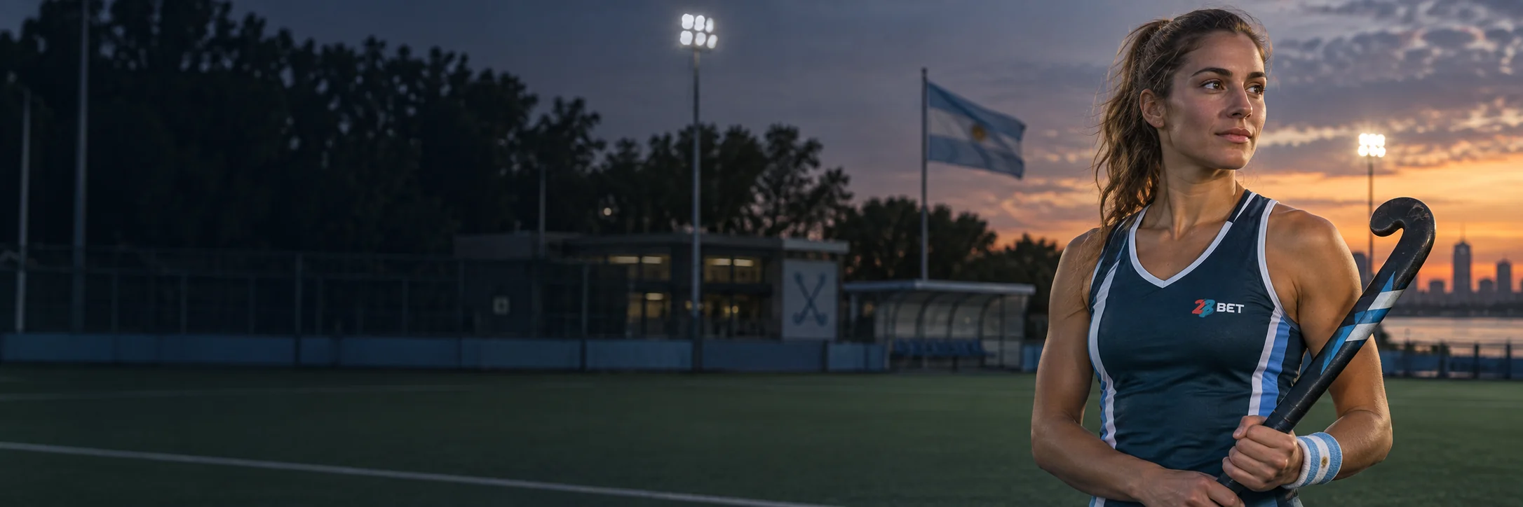 Jugadora de hockey con indumentaria de 22BET en Argentina