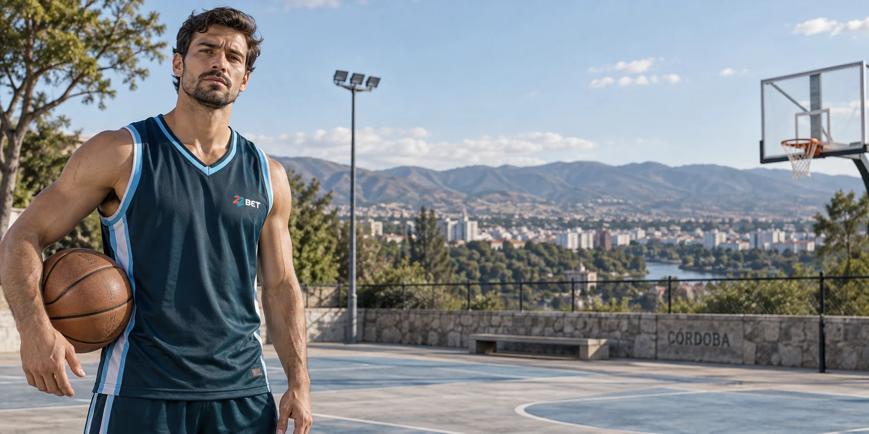 Básquetbol: deportista con indumentaria de 22BET