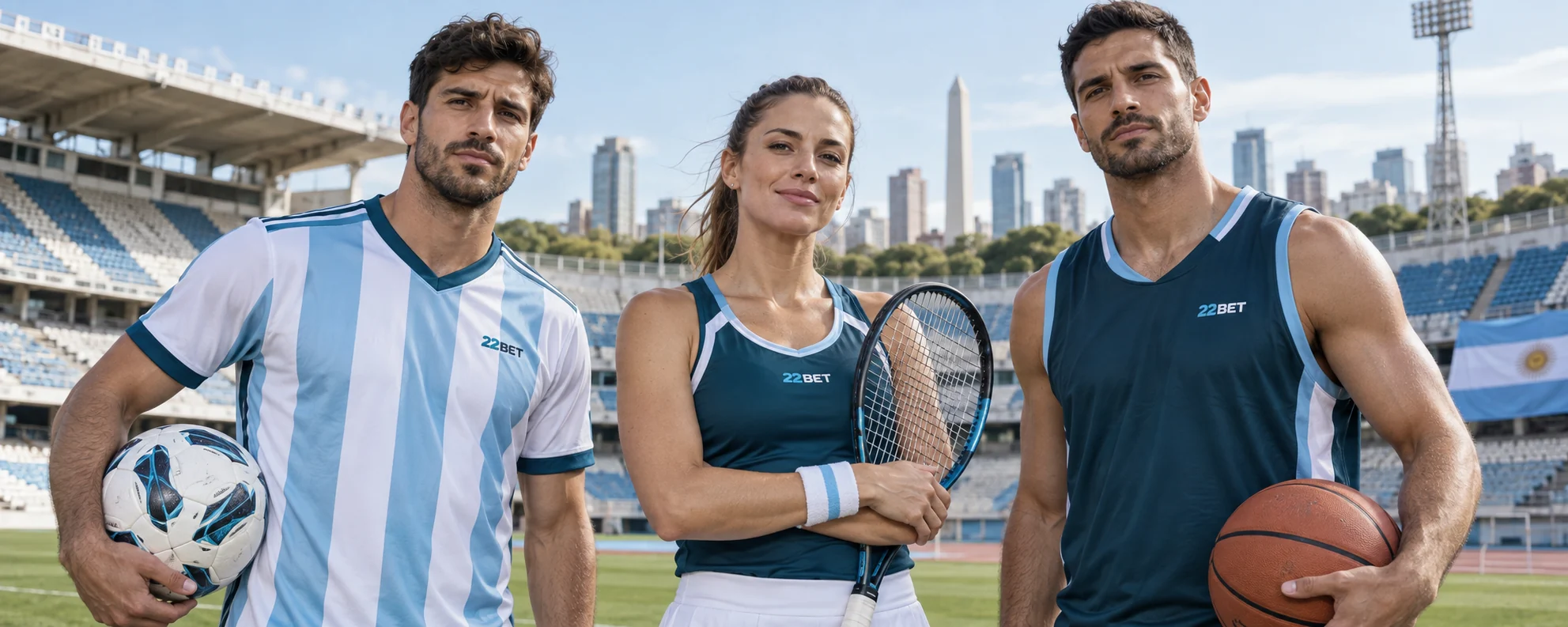 Deportistas con la marca 22BET y acceso digital al deporte